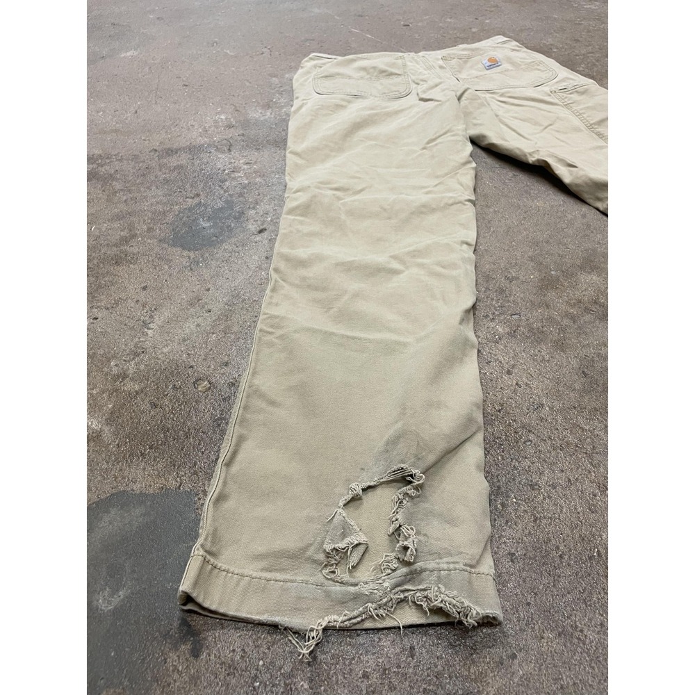 Carhartt Rugged Flex Canvas Work Pants Mens 34x34 Khaki‎ Tan Relaxed Fit 102291 - Picture 13 of 16
